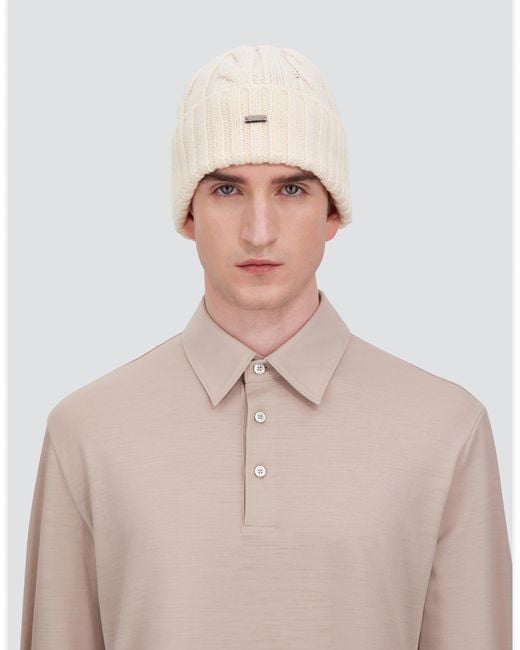 Herno Natural Cable-Knit Wool Beanie for men