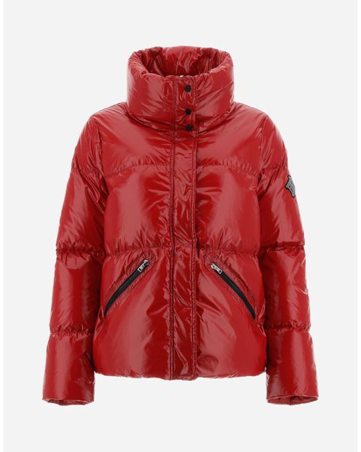 Herno Red Bomber Jacket In Gloss