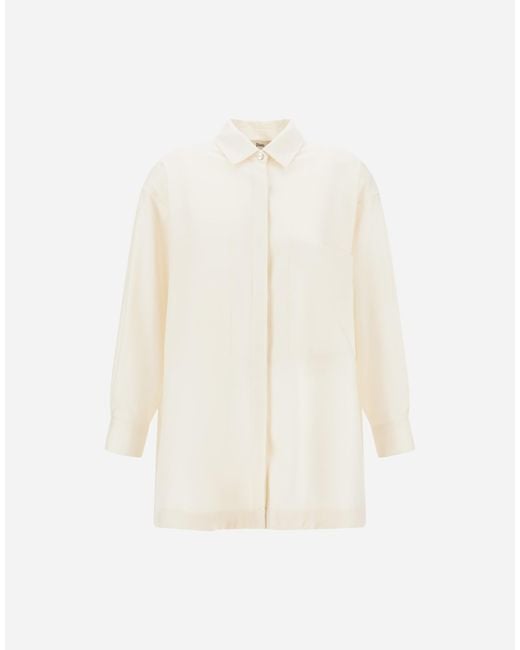 Herno White Wool Flannel Shirt