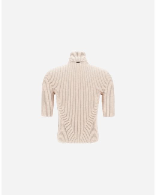 Herno White Ribbed Wool Turtleneck