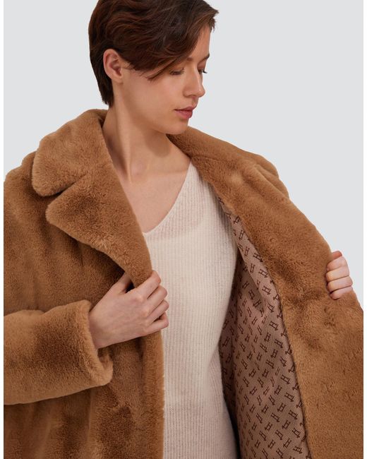 Herno Brown Alpaca Jacket With Fringing