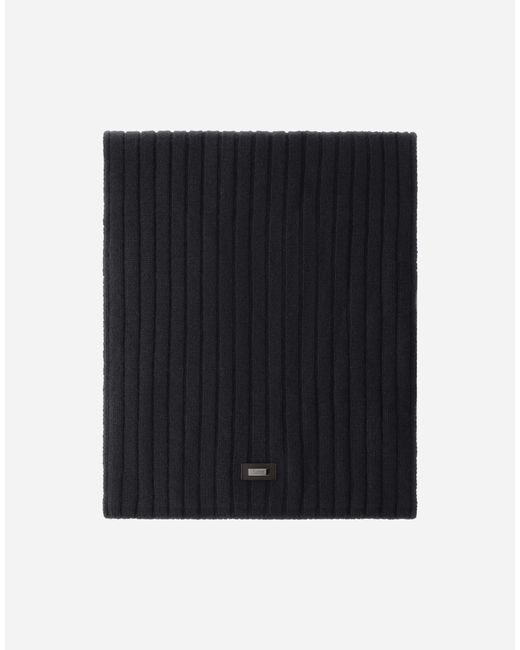 Herno Black Fisherman's Rib Cashmere Scarf for men