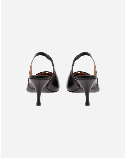 Herno Black Soft Leather Slingbacks