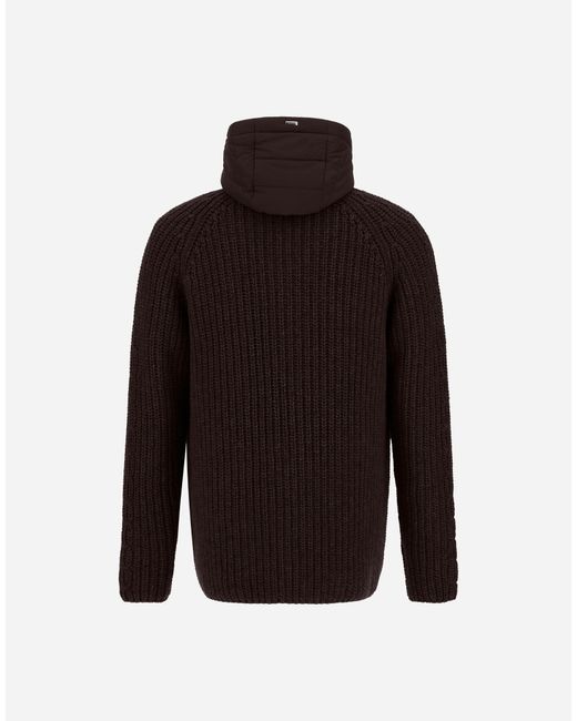 Herno Brown Wool Jacket With Raised Texture And Cable-Knit Detailing for men