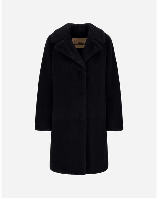 Herno Black Alpaca Jacket With Fringing