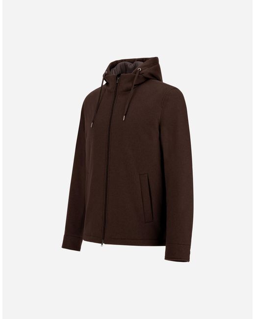 Herno Brown Cashmere Cloth, Mohair And Suede-Effect Jacket for men