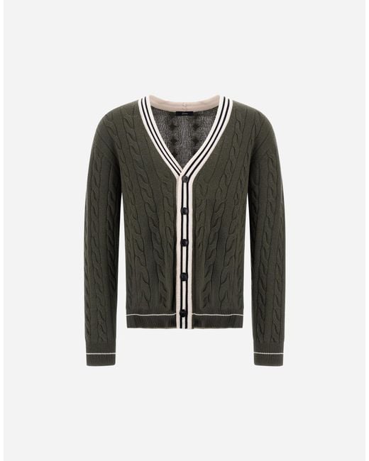 Herno Black Cable-Knit Wool And Cashmere Cardigan for men