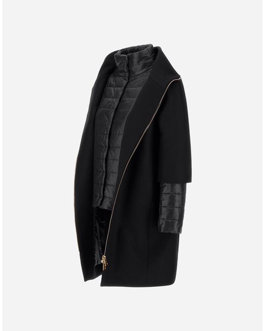 Herno Black Ecowool And Nylon Ultralight Coat