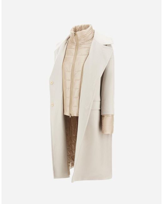 Herno Natural Abrigo De Pure Cashmere Y Nylon Ultralight