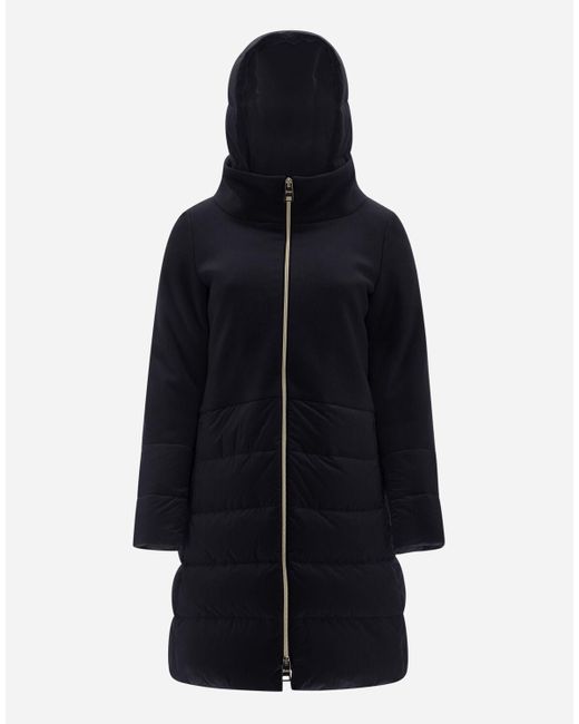 Herno Diagonal Wool And Ecoage Parka in Blue | Lyst