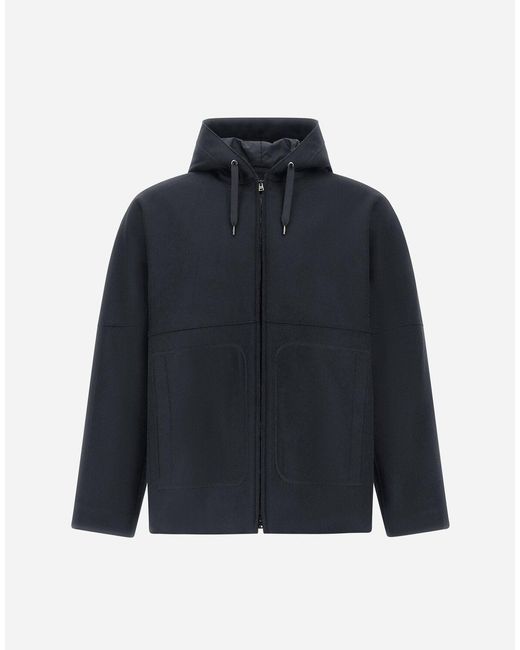 Herno Blue Chaqueta De Pure Wool Cloth for men