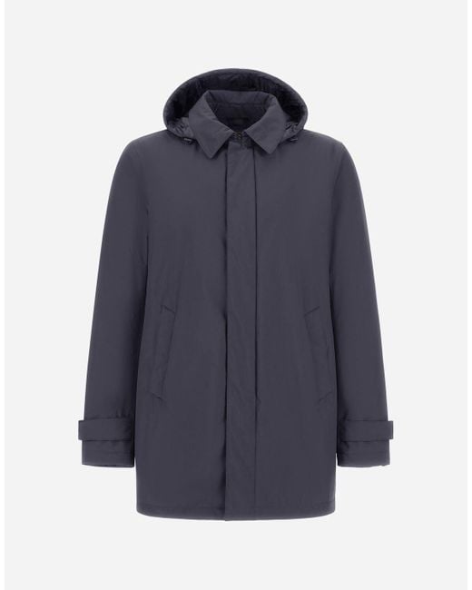 PARKA LUNGO IN 2 LAYER WINDSTOPPER di Herno in Blue da Uomo