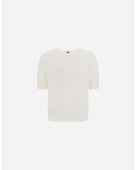 Herno White Stocking-Stitch Extrafine Wool T-Shirt