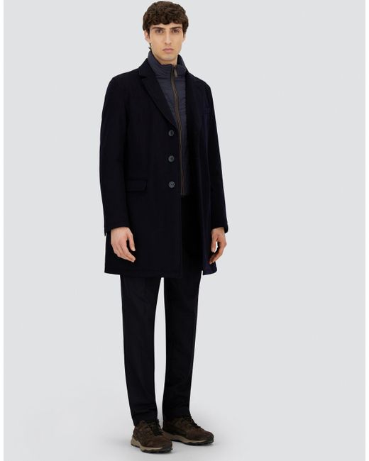 Herno Blue Beaver Wool Coat for men