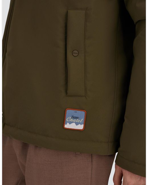 Herno Green Matte Twill And Gloss-Effect Nylon Jacket for men