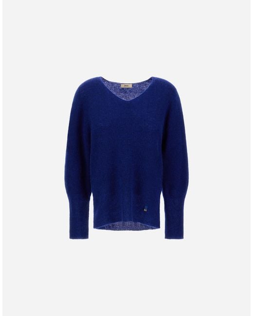 Herno Blue Alpaca And Wool Stocking-Stitch Jumper