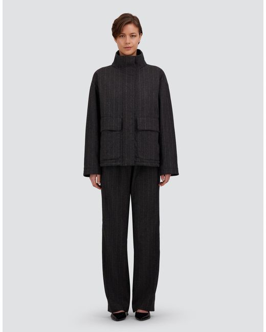 Herno Gray Pinstriped Stretch Wool Trousers