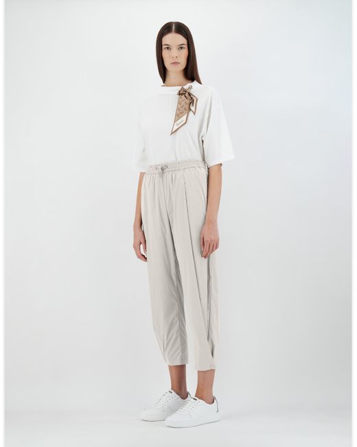 Herno White Trousers In Light Nylon Stretch