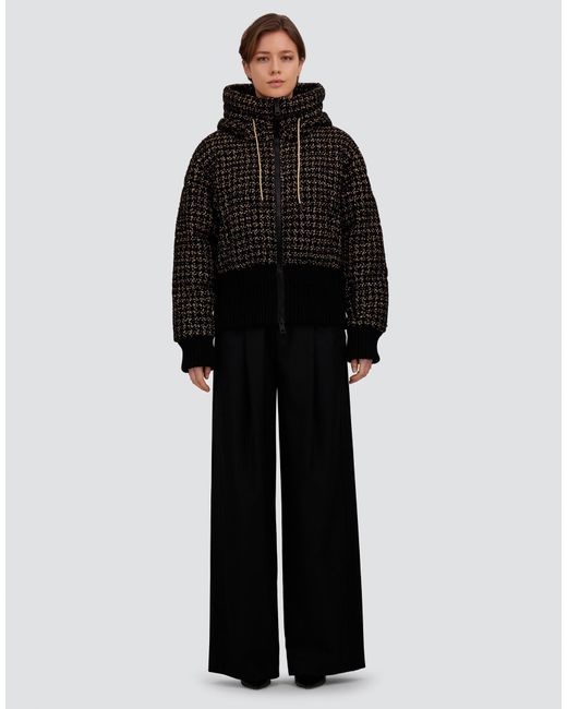 Herno Black Wool Tweed Bomber Jacket