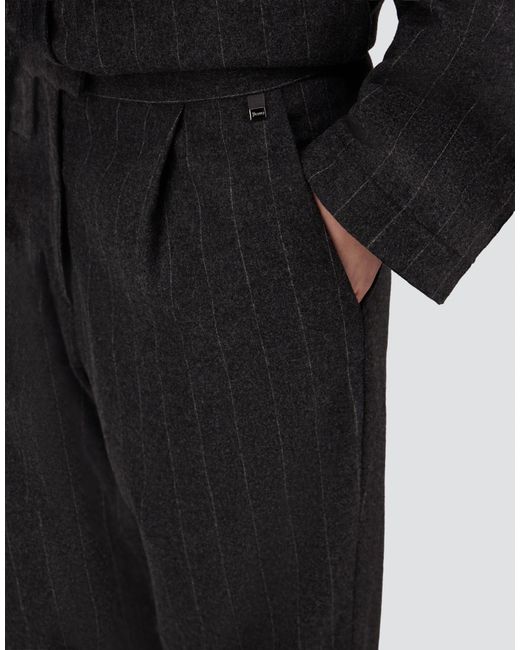 Herno Gray Pinstriped Stretch Wool Trousers