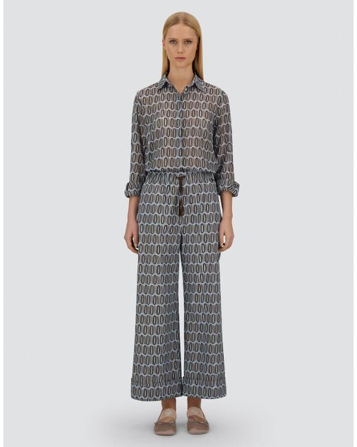 Herno Gray Resort Cotton Rectangular Print Trousers