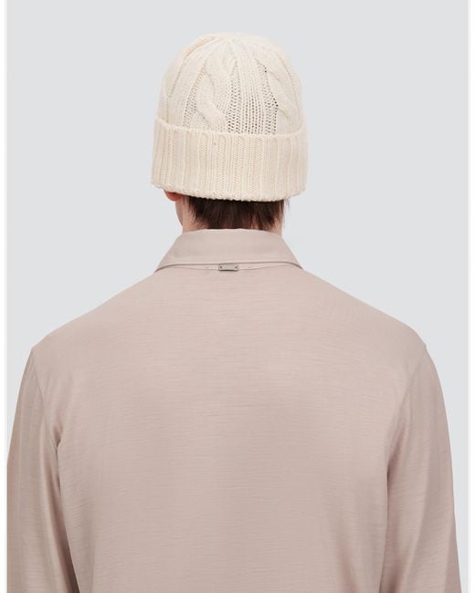 Herno Natural Cable-Knit Wool Beanie for men