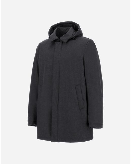 Herno Blue Flannel Coat With Waterproof Membrane for men