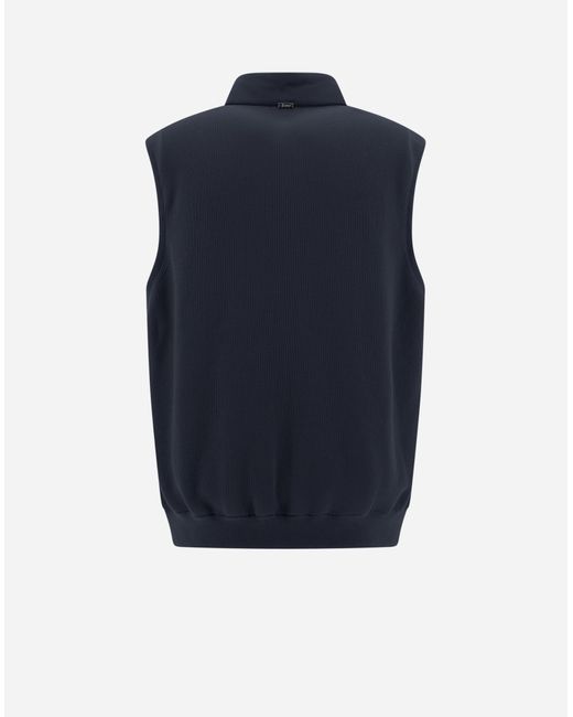 Herno Blue Pique' Knit And Nylon Sleeveless Jacket for men