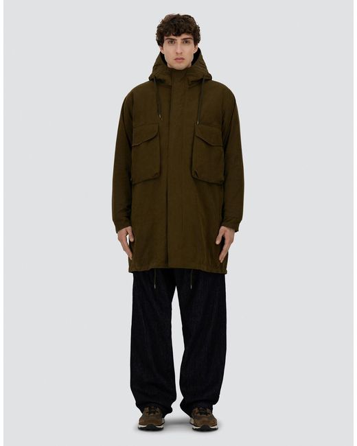 Herno Green Waxed Tech Cotton Long Parka for men