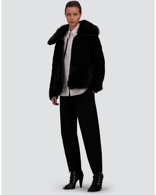 Herno Black Astrakhan-Effect Fur-Touch Jacket