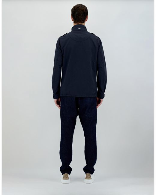 Herno Blue Garment-dyed Linen And Cotton Field Jacket for men