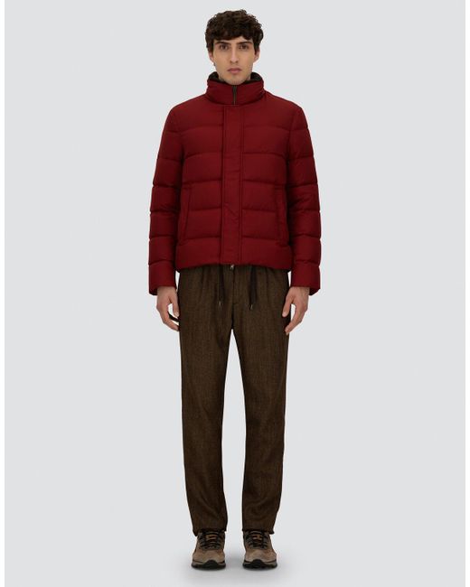 Herno Red Bomber Jacket In Arendelle And Faux Fur for men