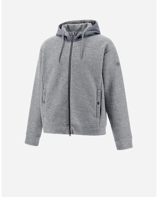 Herno Gray Sweatshirt In Strong Wool Sweater And Nylon Chamonix for men