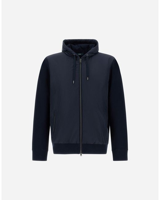 Herno Blue Pique' Knit And Nylon Jacket for men