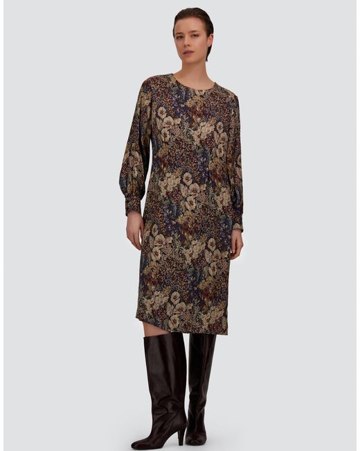 Herno Blue Satin Dress With Floral Print