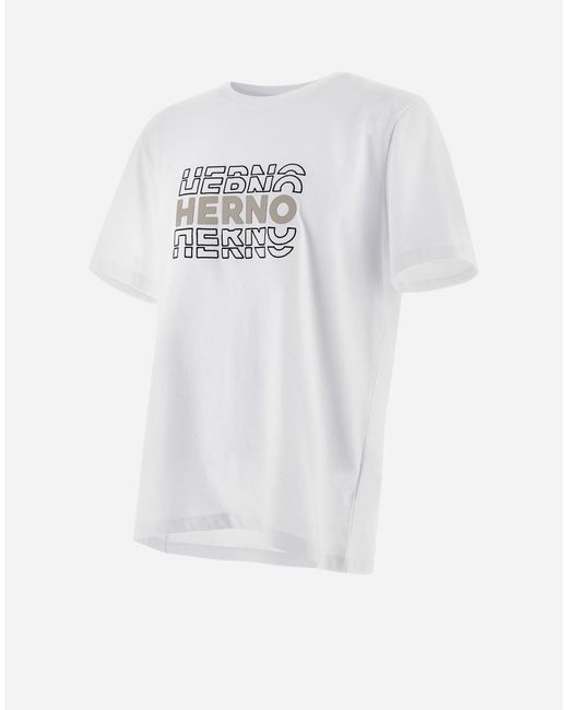 Herno White T-shirt In Compact Jersey for men