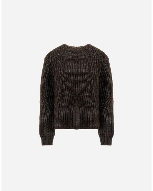 Herno Black Cobbed Blown Alpaca Wool Jumper