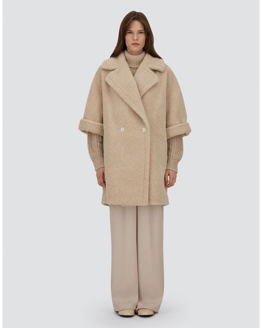 Herno Natural Melange Teddy Double-Breasted Coat
