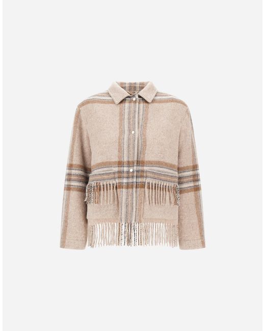 Herno Natural Alpaca Jacket With Check Pattern