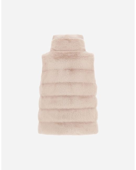 Herno Natural Vest In Lady Alternative Fur And Nylon Ultralight