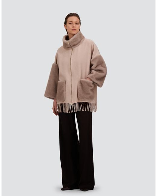 Herno Natural Wool, Cashmere And Mink-Effect Mélange Poncho
