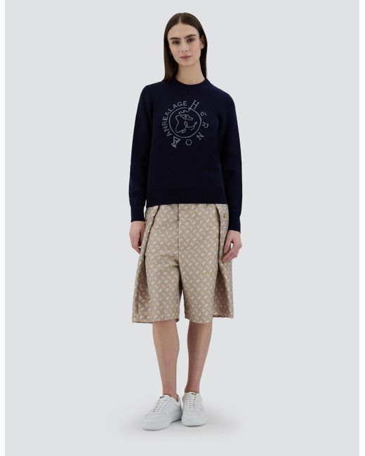 Herno Natural Globe Cropped Trousers In Photocromatic Monogram