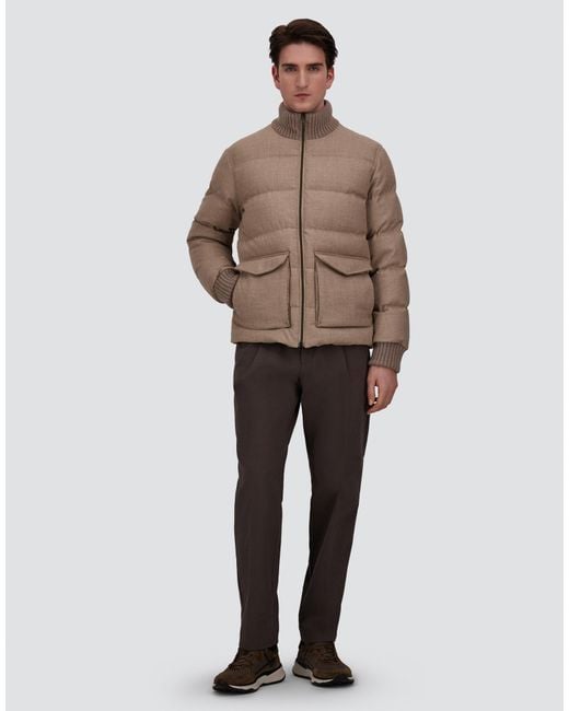 Herno Brown Wool Tweed Bomber Jacket for men
