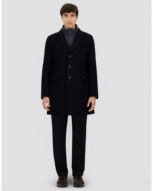 Herno Blue Beaver Wool Coat for men
