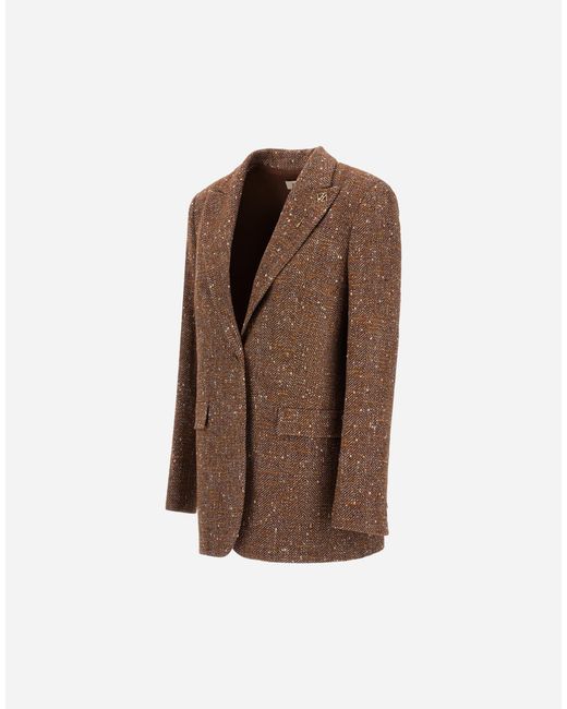 Herno Brown Baby Alpaca And Wool Blazer
