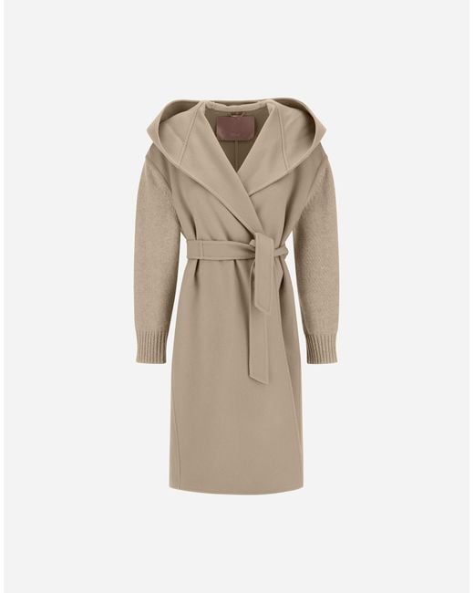 Herno Natural Resort Coat In Double Faced Pure Wool