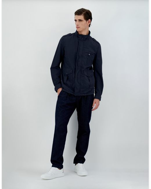 Herno Blue Garment-dyed Linen And Cotton Field Jacket for men