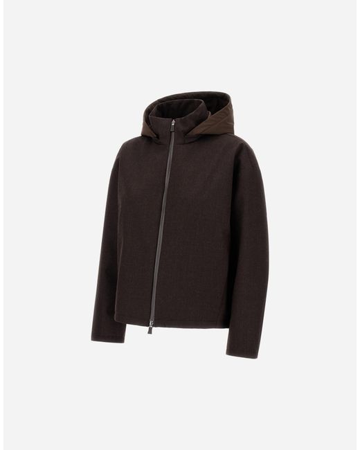 Herno Black Flannel Jacket With Waterproof Membrane