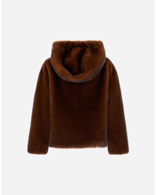 Herno Brown Bómber De Melange Alternative Mink Fur