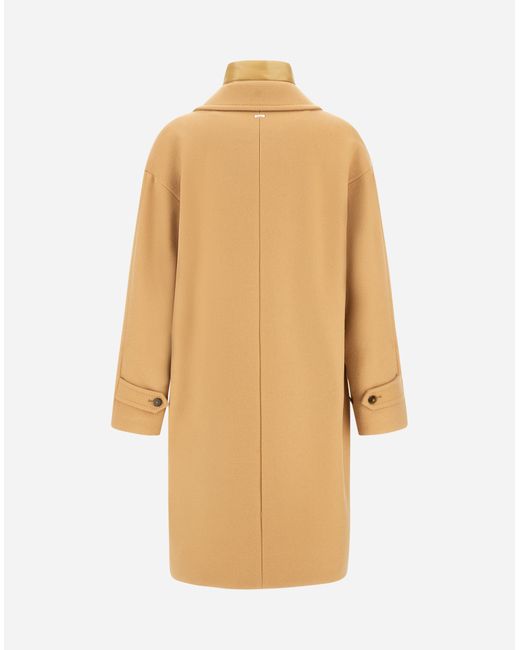 Herno Natural Coat In Velour Wool Cloth And Nylon Ultralight